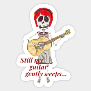 Lively Bones Guitar Girl pixel finish. Sticker